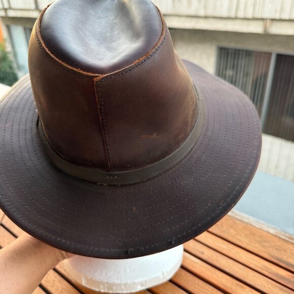 Henschel Hat Co. Brown Leather Fedora - Picture 4 of 7
